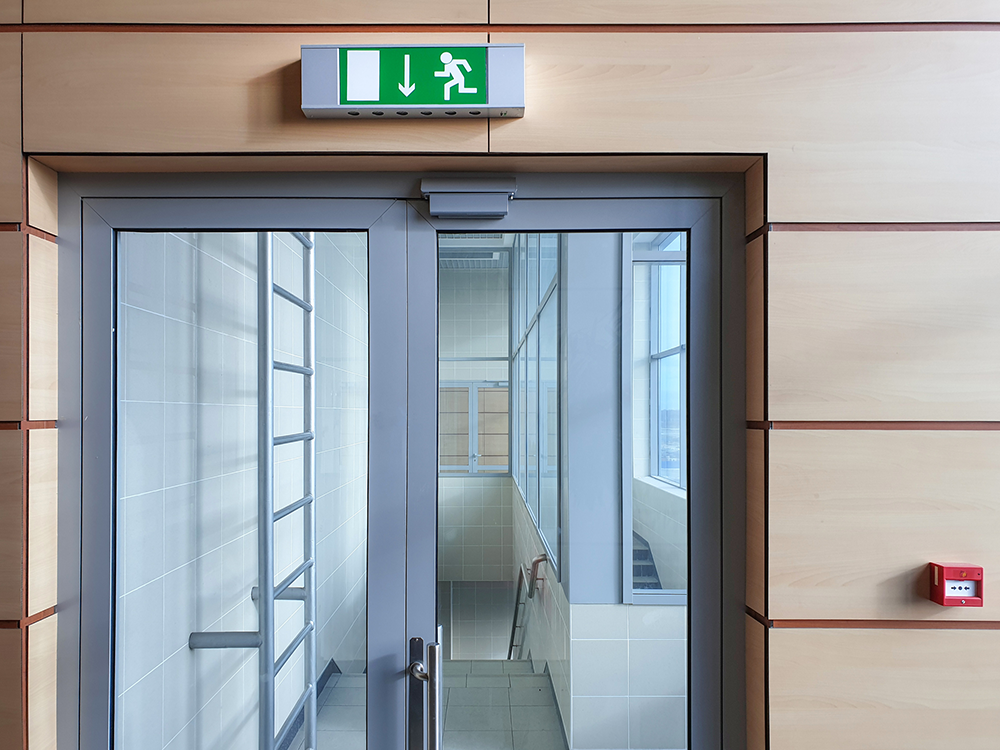 Glass fire doors with metal frame