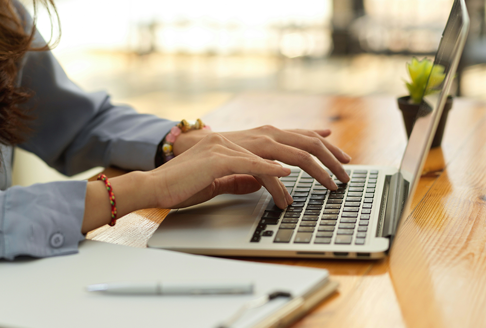 Woman using a laptop