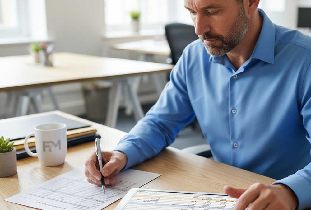 Man Creating Budgets With A Pen and Paper